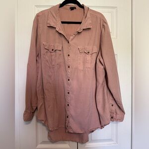 New Directions Curvy Pink/Blush Women’s Button Up Long Sleeve Shirt Size 3x